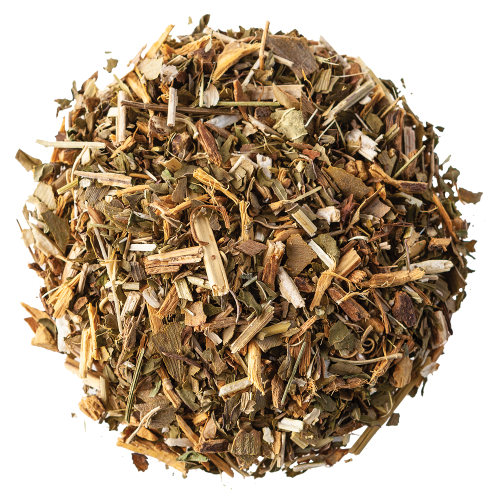 Organic Headache Blend No. 102 herbal loose tea with feverfew and peppermint.