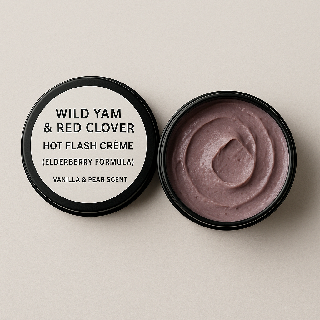 Wild Yam & Red Clover Hot Flash Crème: Elderberry Formula – Vanilla & Pear Scent