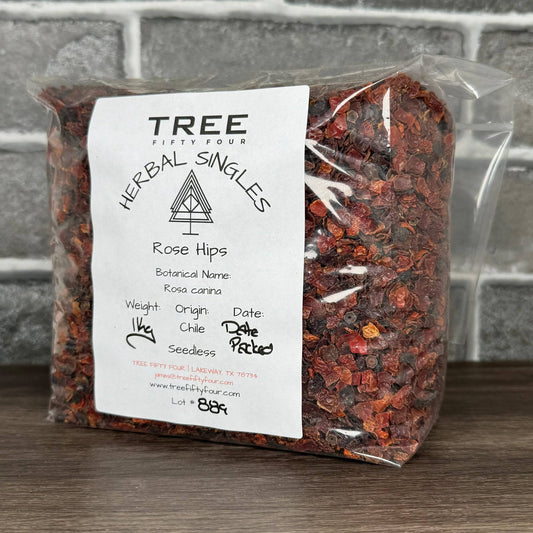 Bulk organic seedless rose hips herbal tea from Chile in a clear resealable bag
