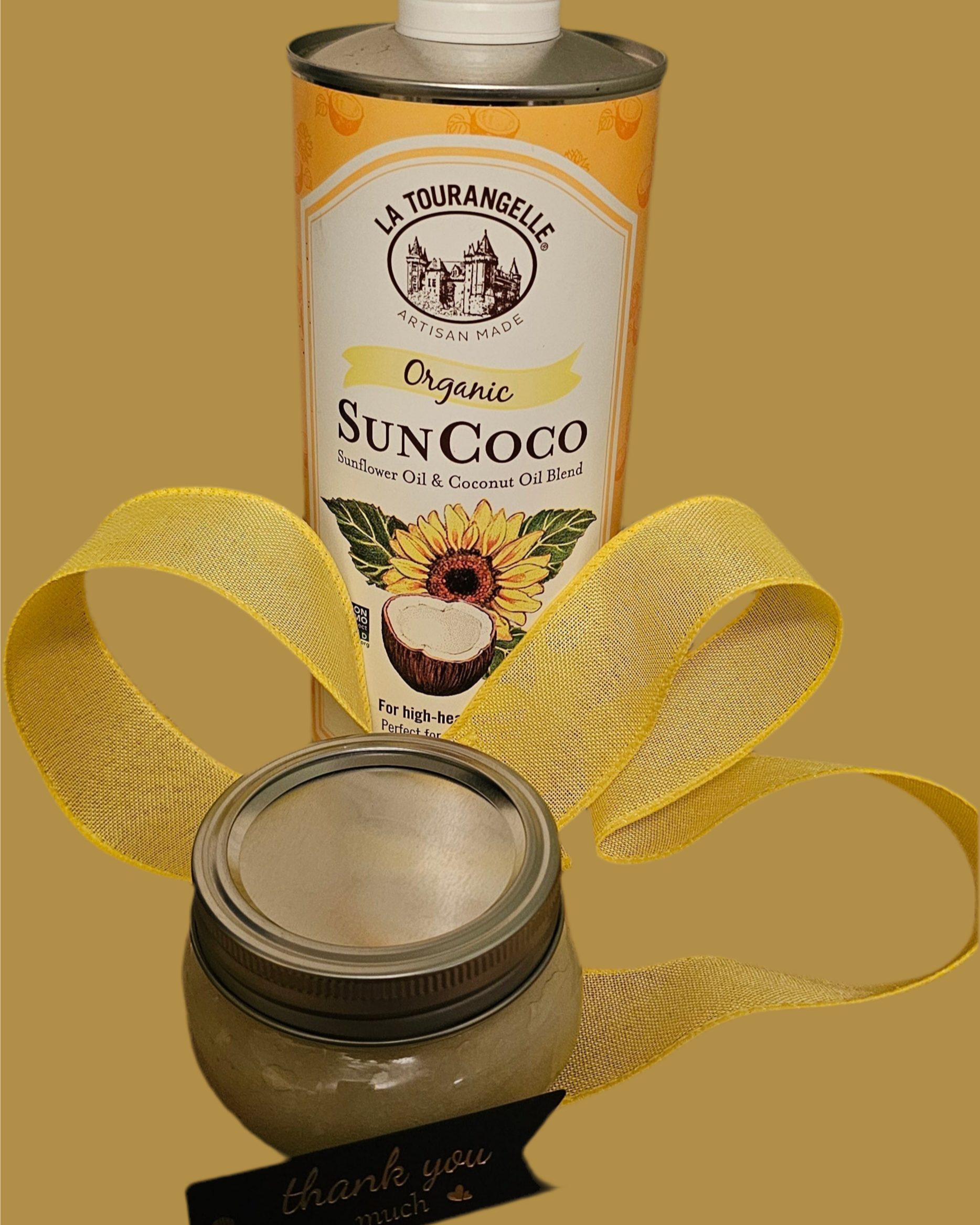 organic lemon sugar scrub in a small mason jar